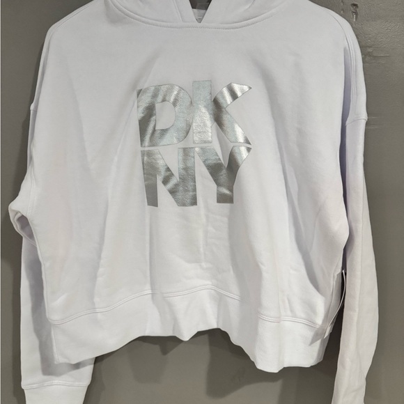 DKNY White and Silver Sweater Classic Crew Neck - Picture 1 of 4